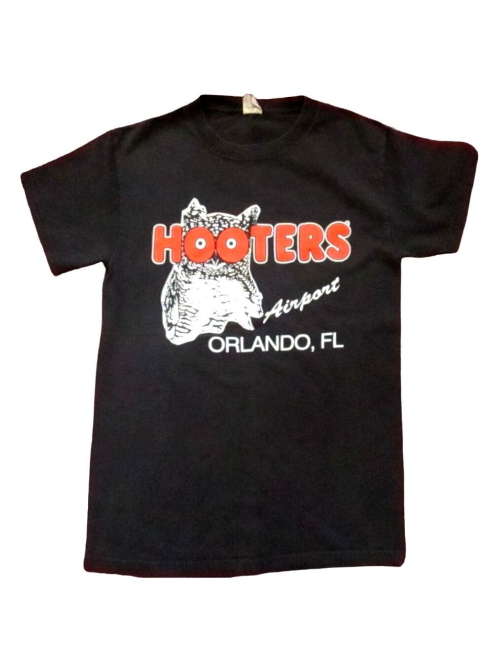 Vintage Men's T-shirt Small Hooters Orlando Florida Airport Black Delta 2 Sided